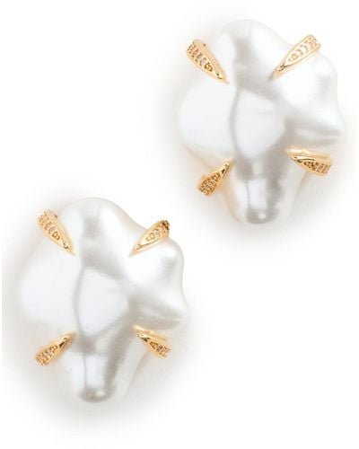 Kenneth Jay Lane Pearl Post Earrings - White