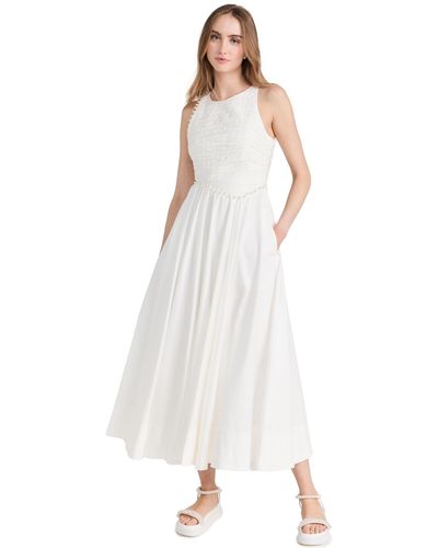 Aje. Florence Pearl Trim Midi Dress - White