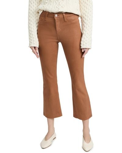L'Agence Kendra High Rise Crop Flare Jeans - Brown