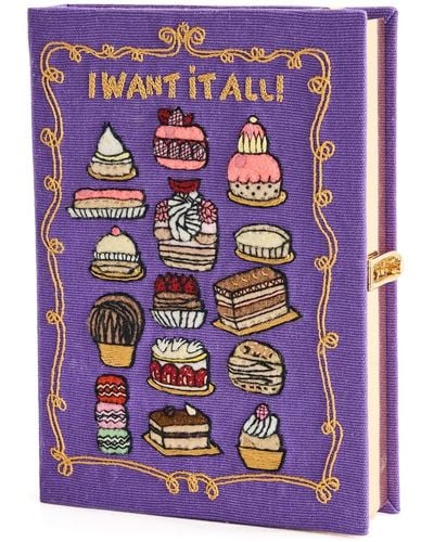 Olympia Le-Tan Parisian Diet Book Clutch With Strap - Purple