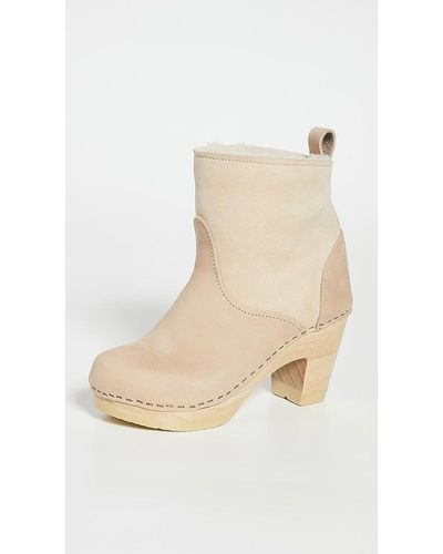 No. 6 Pull On Shearling High Heel Booties - Natural