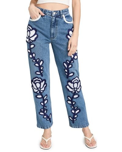 Sea Paloma Embroidered Jeans - Blue