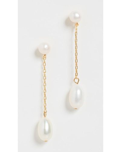 Madewell Freshwater Pearl Linear Statement Earrings - White