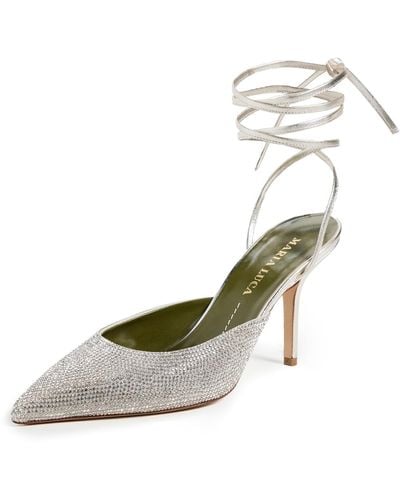 MARIA LUCA Gala Strass Lace Up Pumps - White
