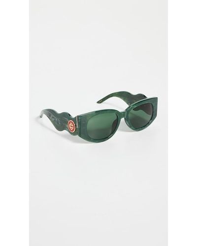 Casablancabrand Acetate & Metal Oval Wave Sunglasses - Green