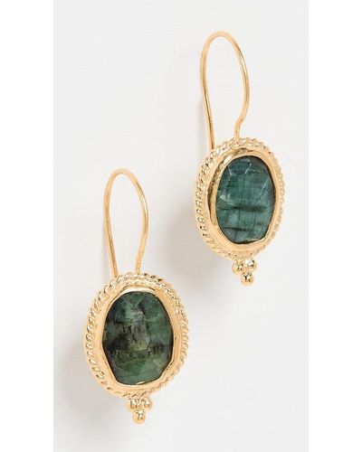 Chan Luu Bezel-wrapped Emerald Earrings - Green