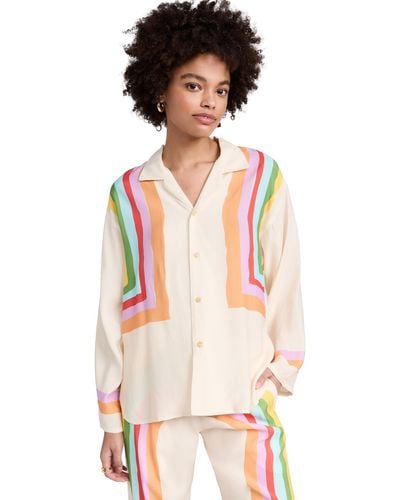 Mira Mikati Stripe Print Pajama Style Shirt - Multicolor