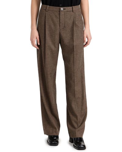 Vince Houndstooth Pleat Front Pants - Brown