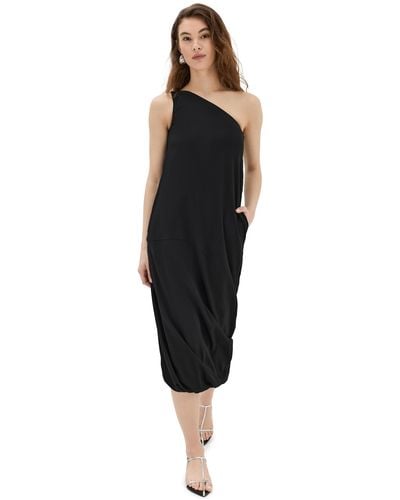 Another Tomorrow One Shoulder Bubble Sheath Dress - Black