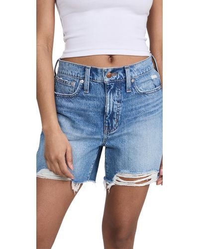 Madewell Relaxed Mid-length Denim Shorts In - Blue