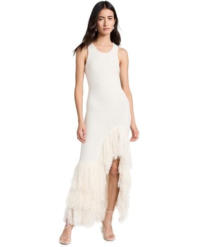 AKNVAS Sasha Knit Fringe Dress - White
