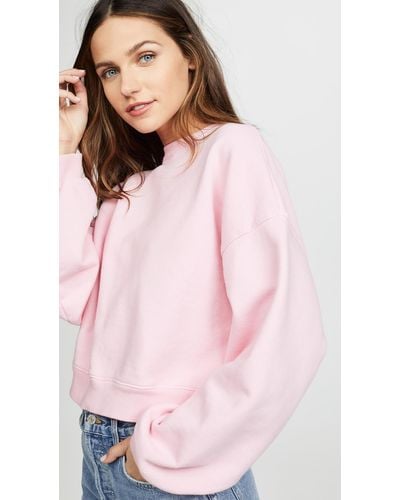 Agolde Balloon Sleeve Cropped Sweatshirt - Pink