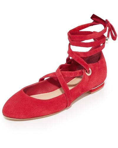 Diane von Furstenberg Dakar Lace Up Ballet Flats - Red