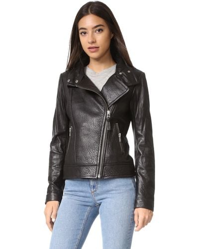 Mackage Lisa Pebbled Leather Jacket - Black