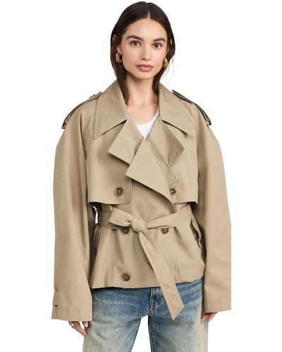 Pixie Market Oversized Cropped Trench Jacket - Natural