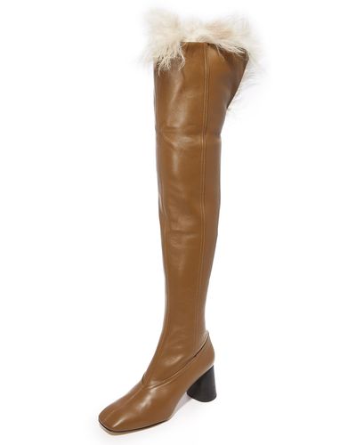 Helmut Lang Over The Knee Shearling Boots - Brown