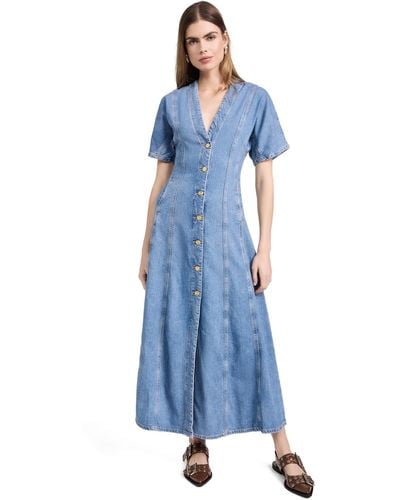 Ganni Future Denim Maxi Dress - Blue