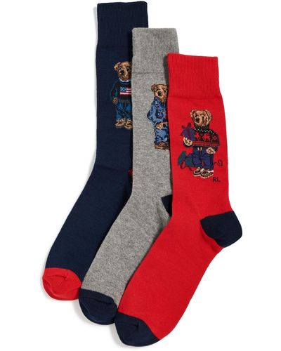 Polo Ralph Lauren 3 Pack Assorted Bear Socks - Red