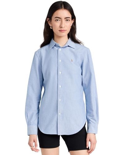 Polo Ralph Lauren Cotton Oxford Long Sleeve Button Down Shirt - Blue