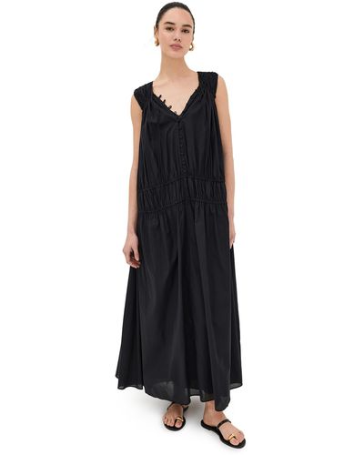 Another Tomorrow Gathered Long Dress - Black