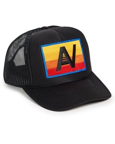 Aviator Nation Logo Rainbow Vintage Low Rise Trucker Hat - Black