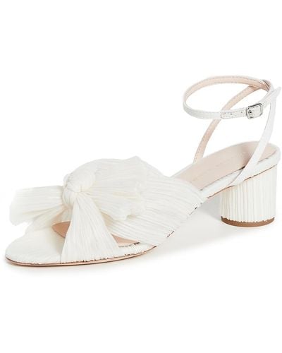 Loeffler Randall Dahlia Pleated Bow Heels With Ankle Strap - White