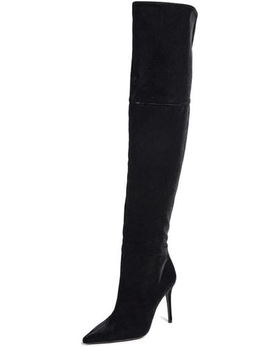 Black Suede Studio Suede Studio Lola Pointy Toe Over The Knee Straight Boots - Black