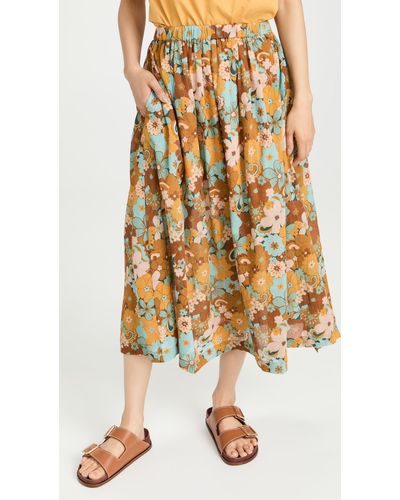 Sundry Retro Floral Full Skirt - Multicolor