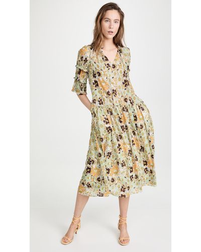 Rebecca Taylor Passionflower Puff Sleeve Dress - Multicolor