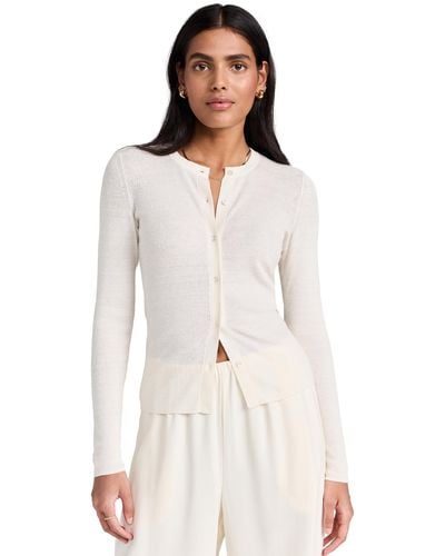 James Perse Stretch Linen Ribbed Cardigan - Multicolor