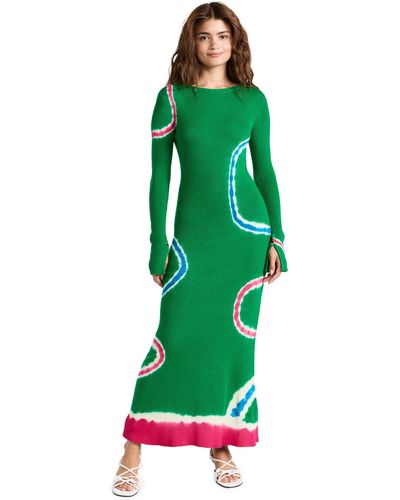 Prabal Gurung Tie Dye Long Sleeve Knit Dress - Green