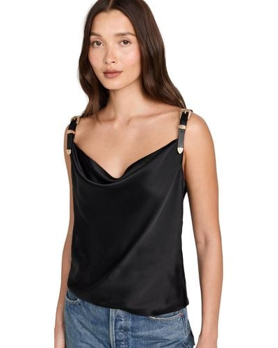 L'Agence Lux Buckle Strap Cowl Tank - Black