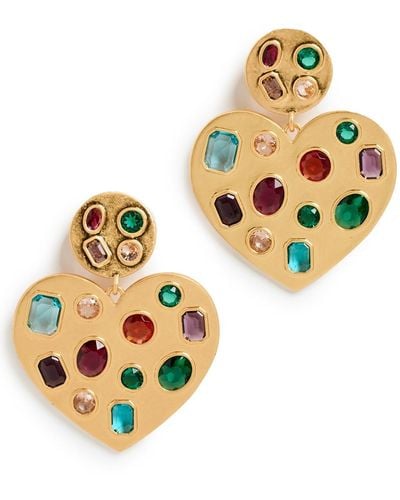 Lele Sadoughi Heart Crystal Earrings - Multicolor
