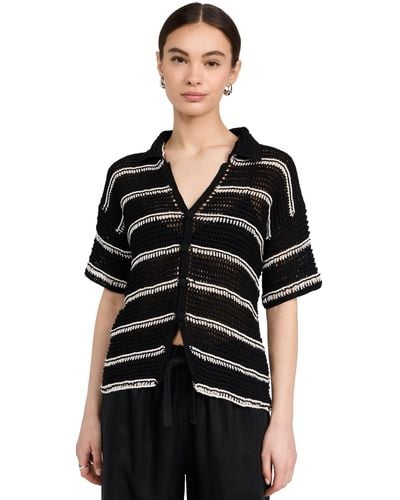 Faithfull The Brand Gioia Handmade Crochet Shirt - Black