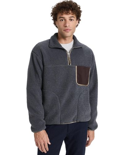 Club Monaco Sherpa Fleece Quarter Zip - Blue