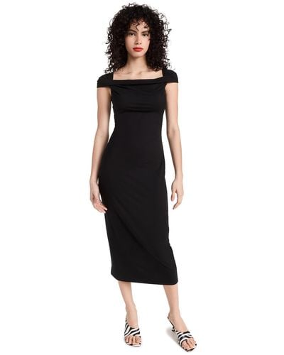 Reformation Jamen Off Shoulder Knit Midi Dress - Black
