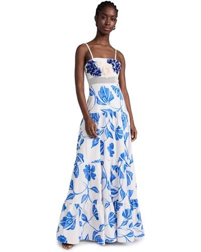 PATBO Nightflower Embroidered Maxi Dress - Blue