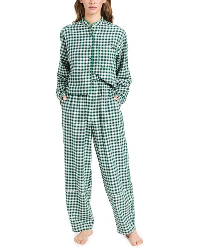 Lunya Verdant Check Flannel Set - Green