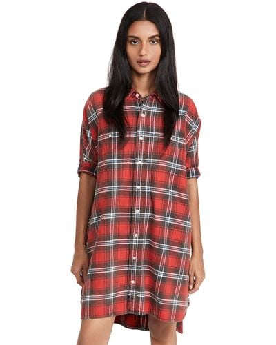 R13 Plaid Overized Boxy Hirtdre - Red