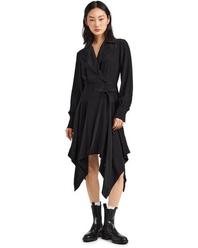 Jason Wu Long Sleeve Silk Cdc Shirt Dress With Asymmetric Hem - Black