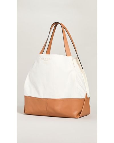 Rag & Bone Passenger Oversized Tote - Cotton And Leather Extra Large Tote Bag - White
