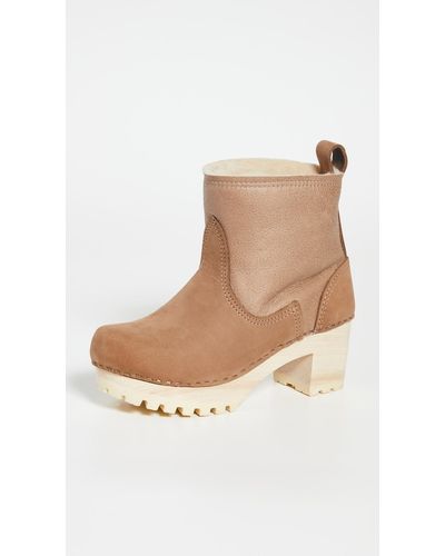 No. 6 Pull On Shearling Mid Tread Clog Boots - Multicolour