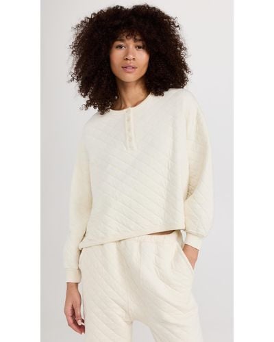 The Great The Quilted Henley Sleep Sweatshirt - Natural