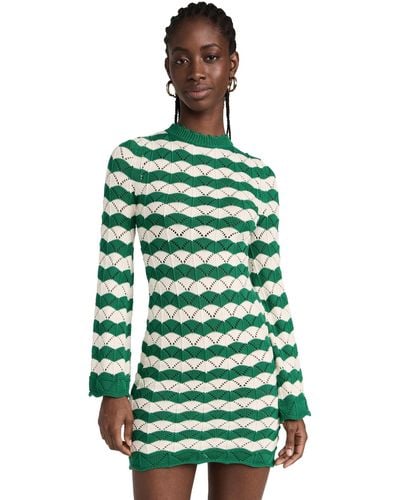 MISA Los Angles Isa Evein Dress Eerad Stripe - Green