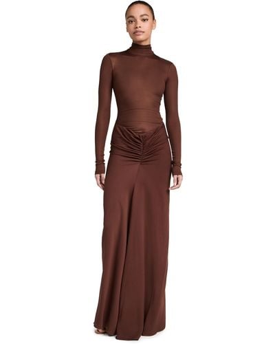 Christopher Esber Fusion Long Sleeve Gathered Dress - Brown