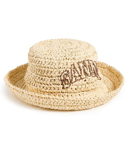 Ganni Summer Straw Hat - White