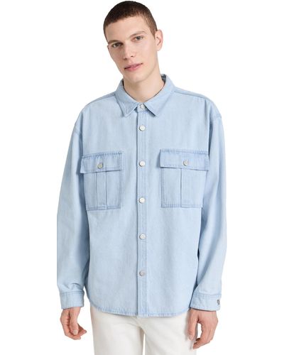 ATM Washed Denim Shirt Jacket - Blue