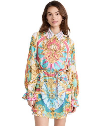 Camilla Camia Shift Shirt Dress With Crochet Coar Sai Away With Me - Multicolor