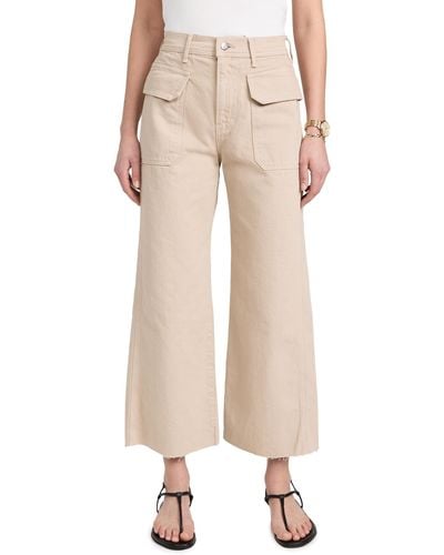 Veronica Beard Taylor Cropped High Rise Wide Jeans - Natural