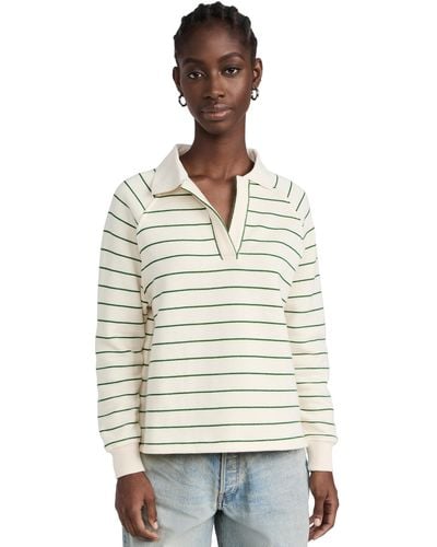 MWL by Madewell Betterterry Polo Sweatshirt In Stripe - Natural
